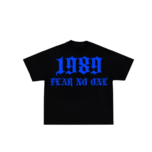 1989 black T-shirt blue letters
